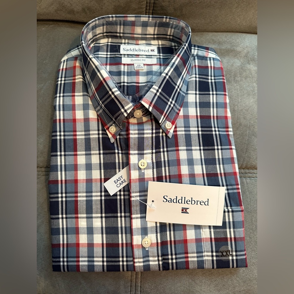 NWT Red/blue plaid dress shirt